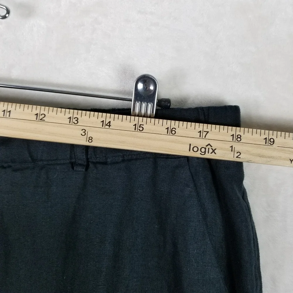 Quince Linen Pants Women XL Black Elastic Waist Tapered Relaxed Sustainable